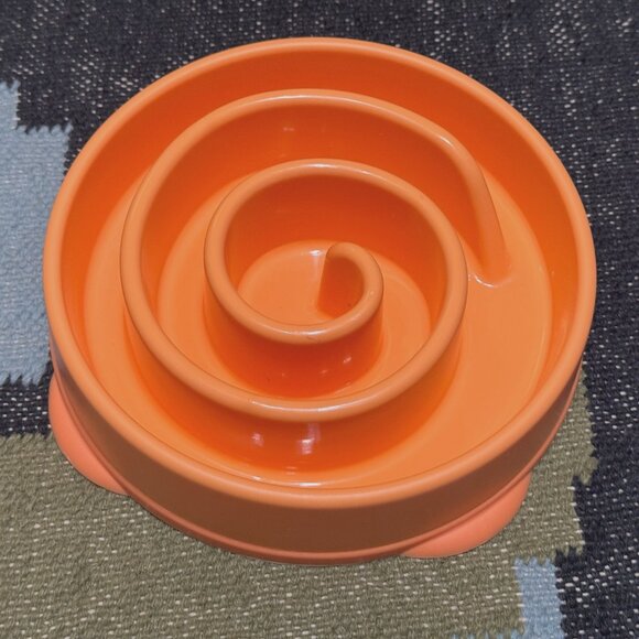 Outward Hound Slo (Slow) Fun Feeder Dog Bowl, Set of 2 Medium Turquoise/Orange - Picture 5 of 13
